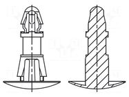 Assembly stud; polyamide 66; L: 4mm; latch/latch; natural; UL94V-2 DREMEC