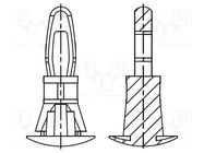 Assembly stud; polyamide 66; L: 4.8mm; latch/latch; natural 