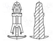 Assembly stud; polyamide 66; L: 12mm; latch/latch; black; UL94V-2 DREMEC