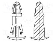 Assembly stud; polyamide 66; L: 6mm; latch/latch; natural; UL94V-0 DREMEC