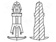 Assembly stud; polyamide 66; L: 12mm; latch/latch; natural; 8G820 DREMEC