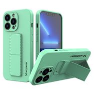 Wozinsky Kickstand Case silicone case with stand for iPhone 13 mini mint, Wozinsky