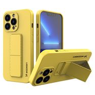 Wozinsky Kickstand Case silicone case with stand for iPhone 13 mini yellow, Wozinsky