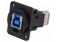 Coupler; USB A socket,USB B socket; FT; USB 3.0; metal; Thread: M3 CLIFF