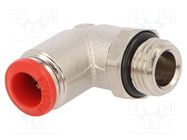 Push-in fitting; angled; -0.99÷20bar; nickel plated brass 