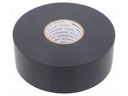Tape: electrical insulating; W: 38mm; L: 33m; Thk: 0.25mm; black HELLERMANNTYTON