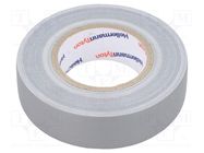 Tape: textile; W: 19mm; L: 10m; Thk: 0.31mm; grey; 64N/cm; 10%; cotton HELLERMANNTYTON