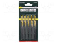 Hacksaw blade; wood,plastic; 74mm; 9teeth/inch; CLEAN WOOD; 5pcs. METABO