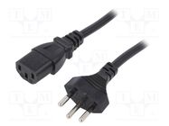 Cable; 3x1mm2; IEC C13 female,SEV-1011 (J) plug; PVC; 3m; black LIAN DUNG