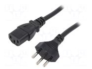 Cable; 3x1mm2; IEC C13 female,SEV-1011 (J) plug; PVC; 5m; black LIAN DUNG
