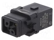 Connector: HDC; contact insert; female; Han® 1A; PIN: 3; 2+PE HARTING