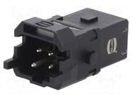 Connector: HDC; contact insert; male; Han® 1A; PIN: 4; 3P+PE HARTING