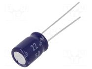 Capacitor: electrolytic; bipolar; THT; 22uF; 50VDC; Ø8x11.5mm; ±20% PANASONIC