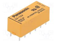 Relay: electromagnetic; DPST-NO + DPST-NC; Ucoil: 12VDC; 3A/30VDC PANASONIC