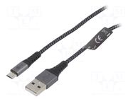 Cable; USB 2.0; USB A plug,USB B micro plug; 1m; 480Mbps; textile GOOBAY