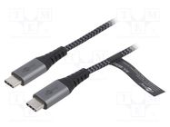 Cable; USB 2.0; USB C plug,both sides; 1m; 480Mbps; textile Goobay
