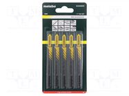 Hacksaw blade-set; wood,plastic; 74mm; 15teeth/inch; 5pcs. METABO
