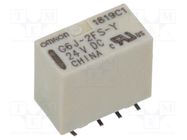 Relay: electromagnetic; DPDT; Ucoil: 24VDC; Icontacts max: 1A; SMD OMRON Electronic Components