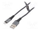 Cable; USB 2.0; Apple Lightning plug,USB A plug; 2m; 480Mbps Goobay