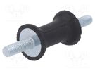Vibration damper; M6; Ø: 20mm; rubber; L: 30mm; Thread len: 18mm ELESA+GANTER