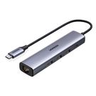 Ugreen multifunctional adapter HUB USB Type C - 3 x USB / Ethernet RJ-45 / USB Type C PD gray (CM475), Ugreen