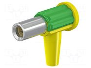 Connector: 6mm banana; socket; yellow-green; Connection: screw STÄUBLI