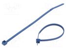 Cable tie; with metal; L: 100mm; W: 2.5mm; polyamide 66MP; 80N; blue HELLERMANNTYTON