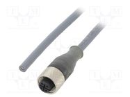 Connection lead; M12; PIN: 3; straight; 5m; plug; 250VAC; 2.7A; PUR ALPHA WIRE