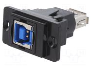 Coupler; USB A socket,USB B socket; DUALSLIM; USB 3.0; metal CLIFF