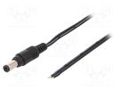Cable; 2x0.5mm2; wires,DC 5,5/2,5 plug; straight; black; 1.5m MFG