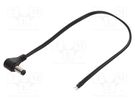 Cable; 2x0.5mm2; wires,DC 5,5/2,1 plug; angled; black; 0.25m MFG