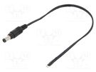 Cable; 2x0.5mm2; wires,DC 5,5/2,1 plug; straight; black; 0.25m MFG