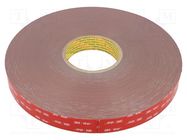 Tape: fixing; W: 25mm; L: 33m; Thk: 1.1mm; acrylic; grey; max.230°C 3M
