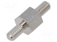 Screwed spacer sleeve; 5mm; Ext.thread: M3; hexagonal; brass DREMEC