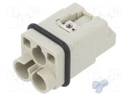 Connector: HDC; contact insert; male; Han Q; PIN: 3; 2P+PE; size 3A 