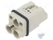 Connector: HDC; contact insert; male; Han Q; PIN: 3; 2P+PE; size 3A HARTING