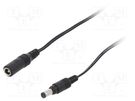 Cable; 2x0.5mm2; DC 5,5/2,1 plug,DC 5,5/2,1 socket; straight MFG