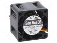 Fan: DC; axial; 12VDC; 36x36x28mm; 41.4m3/h; 66dBA; ball; 24000rpm SANYO DENKI