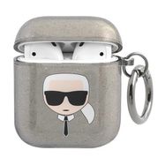 Karl Lagerfeld KLA2UKHGK AirPods cover czarny/black Glitter Karl`s Head, Karl Lagerfeld