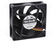 Fan: DC; axial; 12VDC; 80x80x25mm; 87.6m3/h; 37dBA; ball bearing SANYO DENKI