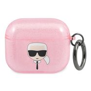 Karl Lagerfeld Glitter Karl&#39;s Head Case for AirPods 3 - Pink, Karl Lagerfeld