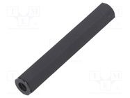 Screwed spacer sleeve; hexagonal; polyamide; M4; L: 65mm; black DREMEC