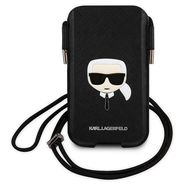 Karl Lagerfeld Torebka KLHCP12MOPHKHK 6,1" czarny/black hardcase Saffiano Ikonik Karl`s Head, Karl Lagerfeld