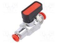 Mechanical ball valve; max.20bar; nickel plated brass; 4mm PNEUMAT