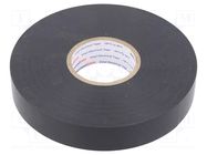 Tape: electrical insulating; W: 19mm; L: 33m; Thk: 0.25mm; black HELLERMANNTYTON