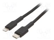 Cable; USB 2.0; Apple Lightning plug,USB C plug; 1m; black; 18W 