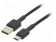 Cable; USB 2.0; USB A plug,USB C plug; 0.3m; black; 480Mbps; 18W GREEN CELL