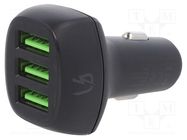 USB power supply; USB A socket x3; Sup.volt: 12÷24VDC; black GREEN CELL