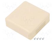 Enclosure: for alarms; X: 71mm; Y: 71mm; Z: 27mm; ABS; ivory; SENSES SUPERTRONIC