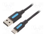 Cable; USB 2.0; USB A plug,USB C plug; nickel plated; 1.5m; PVC VENTION